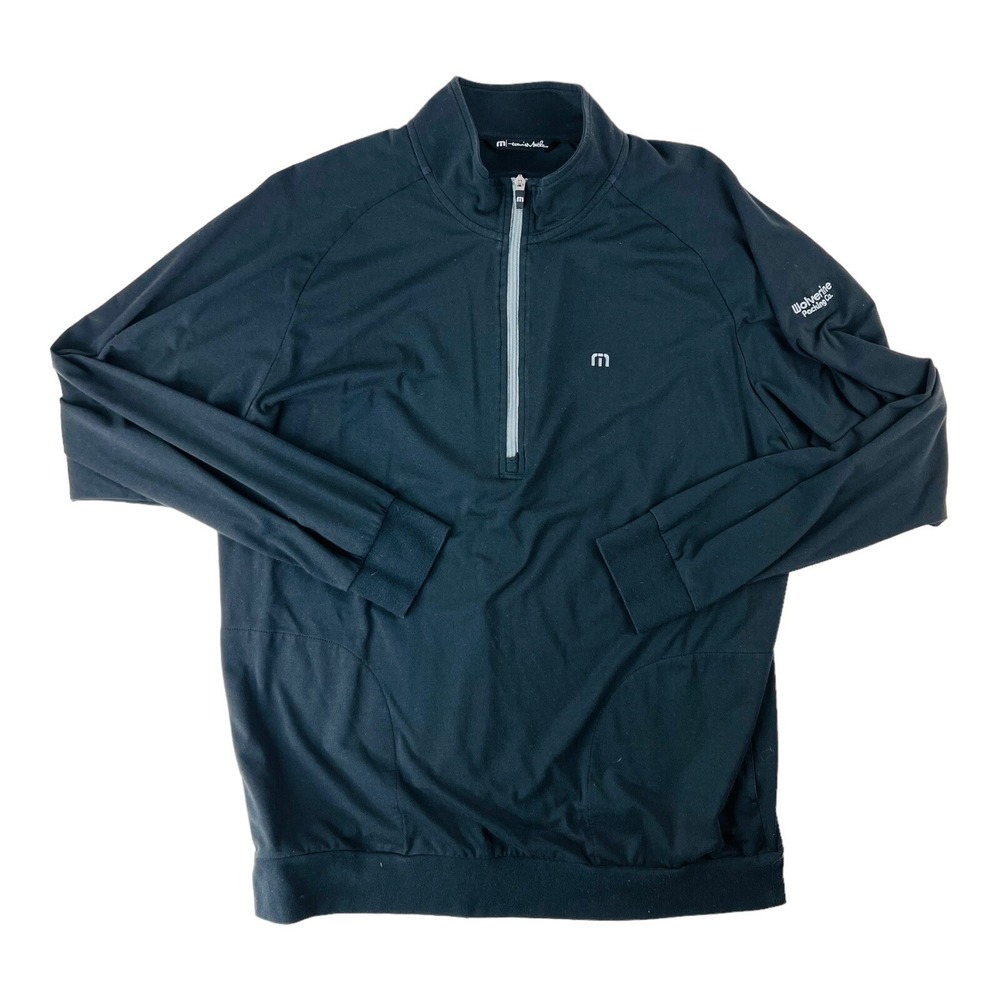 Travis Mathew Black 1/2 Zip Cotton Polyester Spandex Pullover Golf Sweater Sz XL